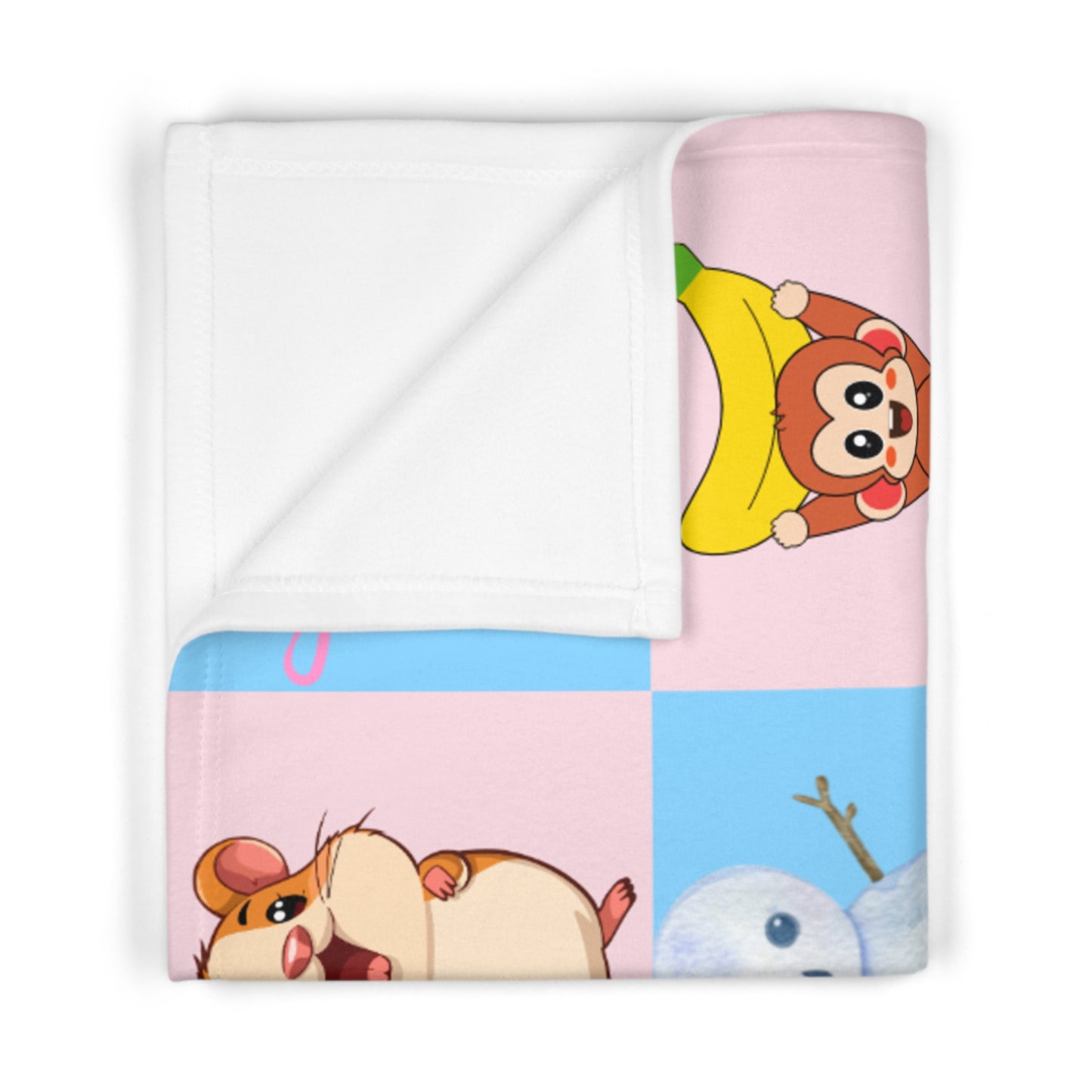 Cute Patchwork Baby Blanket — Soft Fleece Nursery Throw with Adorable Animals & Icons