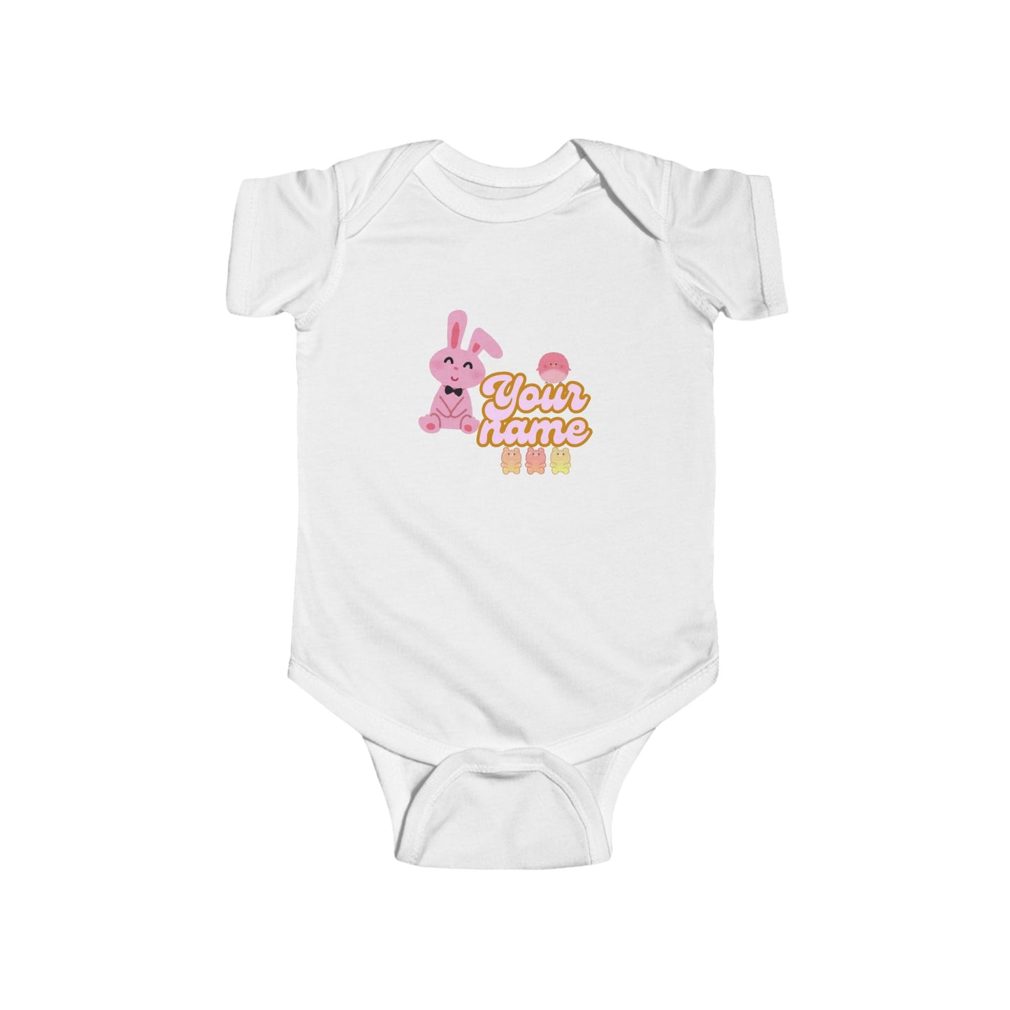 Personalized Baby Bodysuit - Pink Bunny "Your Name" Design