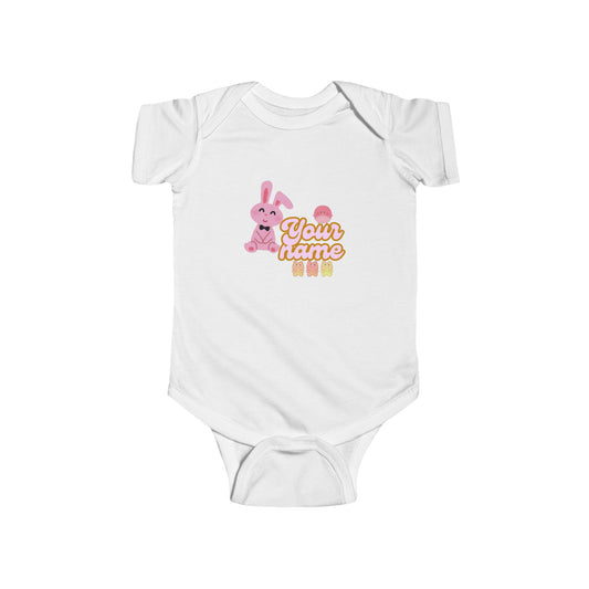 Personalized Baby Bodysuit - Pink Bunny "Your Name" Design