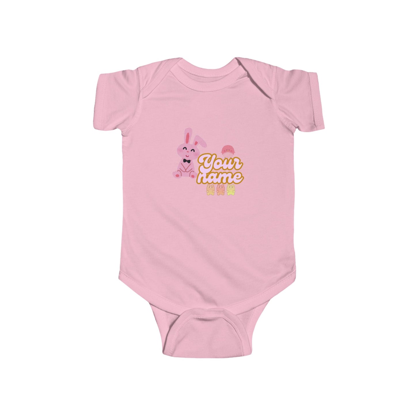 Personalized Baby Bodysuit - Pink Bunny "Your Name" Design