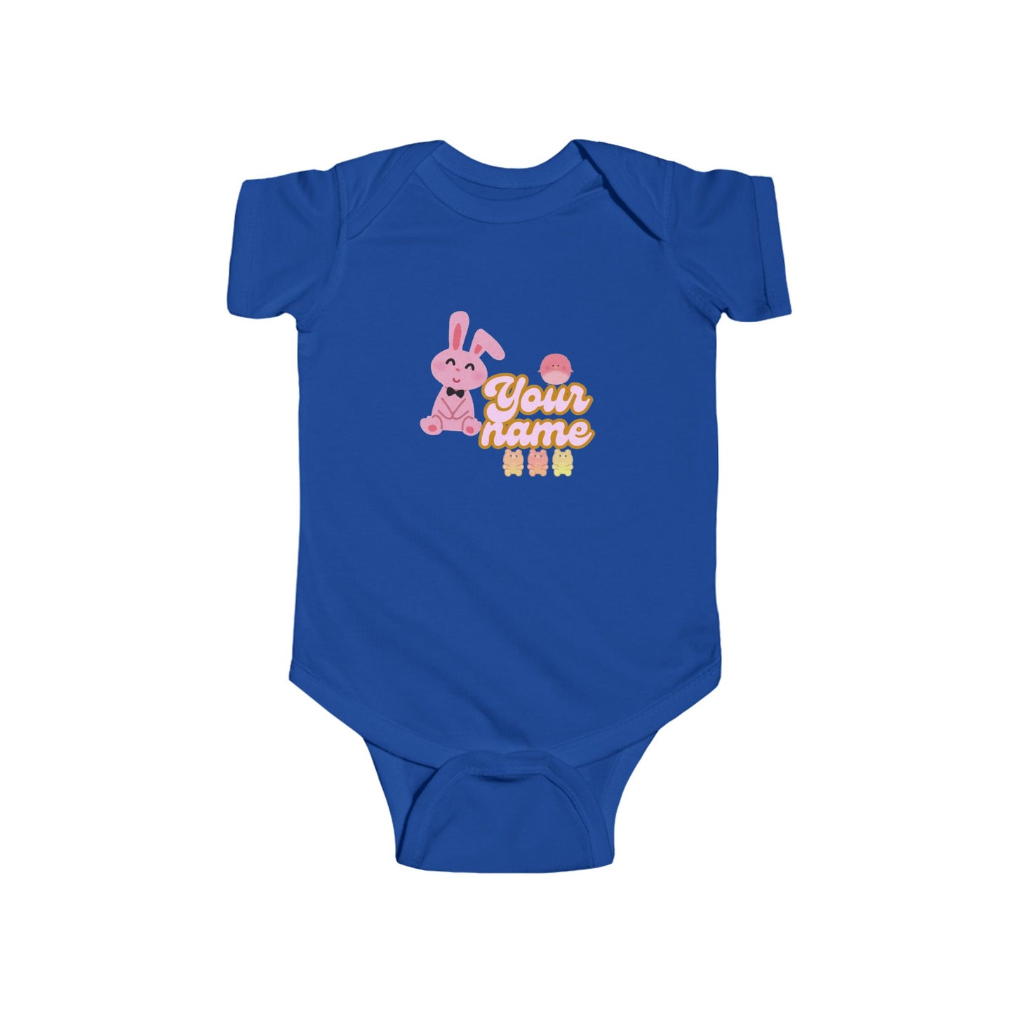 Personalized Baby Bodysuit - Pink Bunny "Your Name" Design
