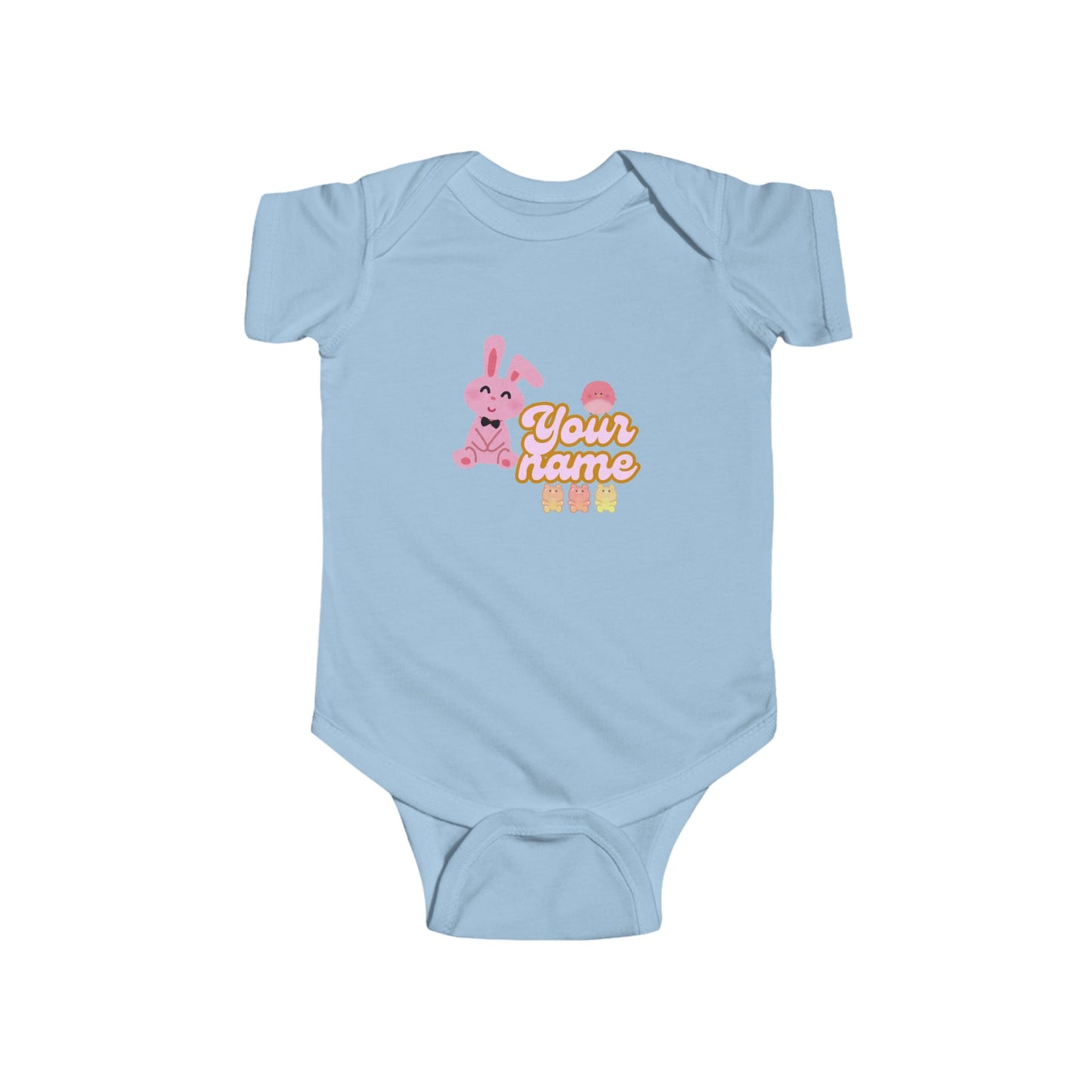 Personalized Baby Bodysuit - Pink Bunny "Your Name" Design